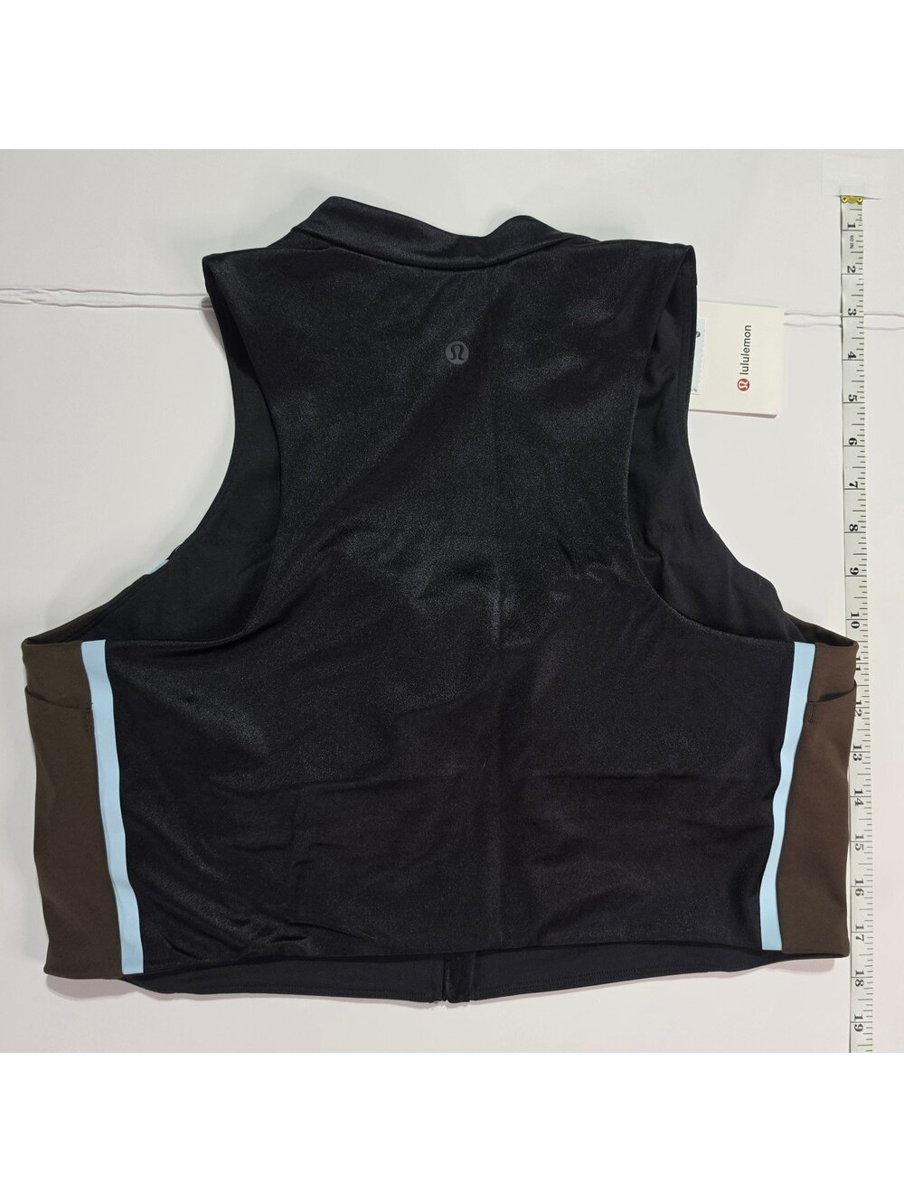 NWT Lululemon Satin Shine Full-Zip Tank Stripe Black XL Built-In Bra - Picture 3 of 8
